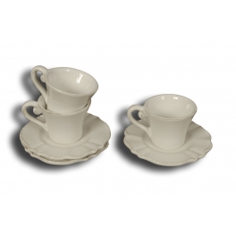 Collioure tea cup and saucer, antique white ceramic h.8 Collioure tea cup and saucer, antique white ceramic h.8