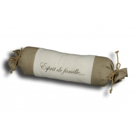 Linen Esprit de famille bolster cushion L.65 Linen Esprit de famille bolster cushion L.65