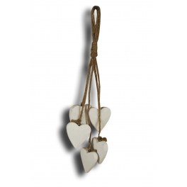 Bunch of hearts to suspend, white wood h.20 Bunch of hearts to suspend, white wood h.20