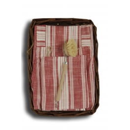 Burberry apron, tea towel and brush ensemble, wicker tray Burberry apron, tea towel and brush ensemble, wicker tray