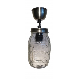 Jam jar ceiling light with matching ceiling cup, barrel h.20 d.12 cable 130