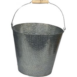 Piquete zinc pail small, gloss finish, wood handle D.24 h.22 Piquete zinc pail small, gloss finish, wood handle D.24 h.22