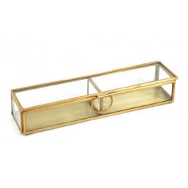 Antiquaire glass brass box, 2 compartment 23x6 h.4 Antiquaire glass brass box, 2 compartment 23x6 h.4