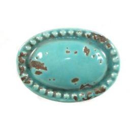 Door knob, turquoise porcelain oval L 4.5 Door knob, turquoise porcelain oval L 4.5
