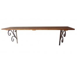 Shelf with oak stain and scroll metal supports h.32 100x26 Shelf with oak stain and scroll metal supports h.32 100x26