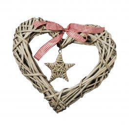 Wicker advent heart with ribbon and star 30x28 Wicker advent heart with ribbon and star 30x28
