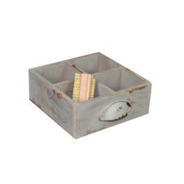 French blue tray with 4 compartments, wood 19X19 H7.5 French blue tray with 4 compartments, wood 19X19 H7.5