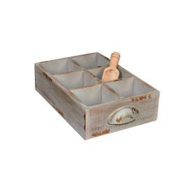 French blue tray with 6 compartments, wood 19X19 H7.5 French blue tray with 6 compartments, wood 19X19 H7.5