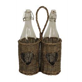 Bottles in grey wicker holder 22x11 h36 Bottles in grey wicker holder 22x11 h36