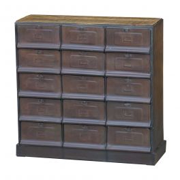 Indus 15 pigeonhole unit, metal and wood W 90 x D 32 x H 90 Indus 15 pigeonhole unit, metal and wood W 90 x D 32 x H 90