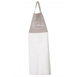 Le bain hand towel, white and natural cotton L48 Le bain hand towel, white and natural cotton L48