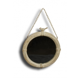 Round metal mirror 56x36 distressed ivory finish Round metal mirror 56x36 distressed ivory finish